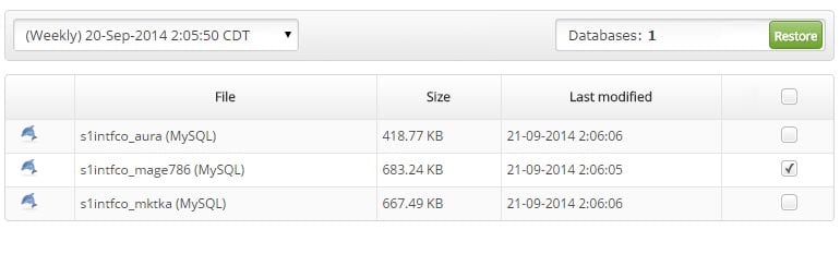 Restoring Database in Backup Restore Manager