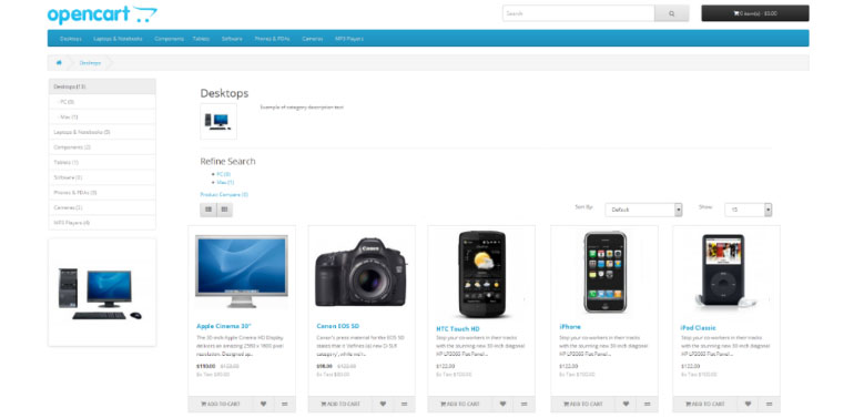 OpenCart 2 Category Page and Product Catalog Changes