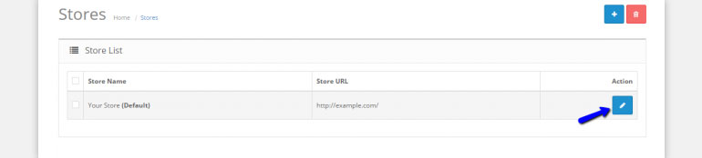 Choose an OpenCart 2 Store and Click on Edit