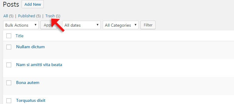 Find Trash Posts in WordPress