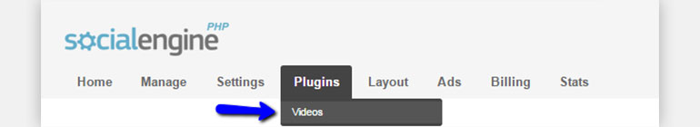 SocialEngine Click on Plugins and Select Videos