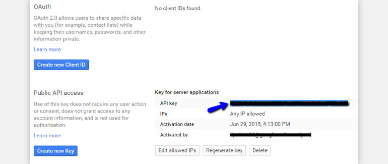 Click on the Create button to get API Key