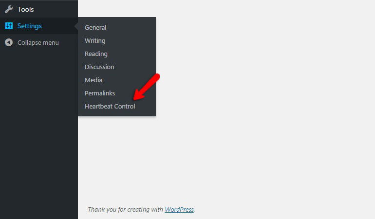 Find the Additional Heartbeat Control Link in Settings
