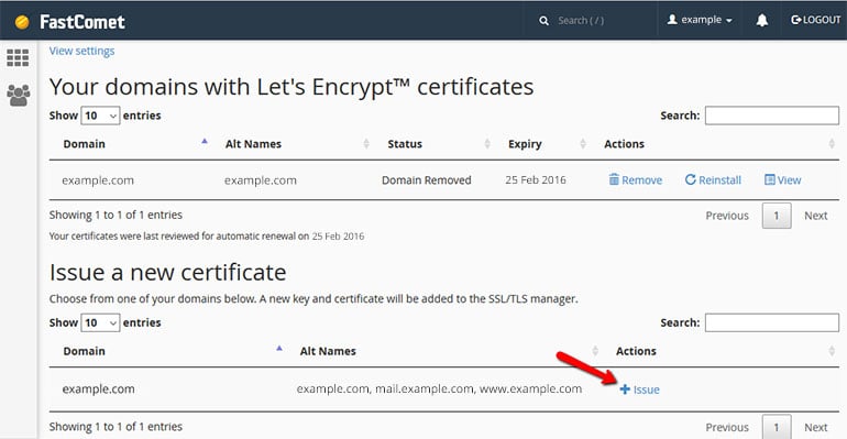 Issue SSL Certificates in FastComet cPanel Let's Encrypt