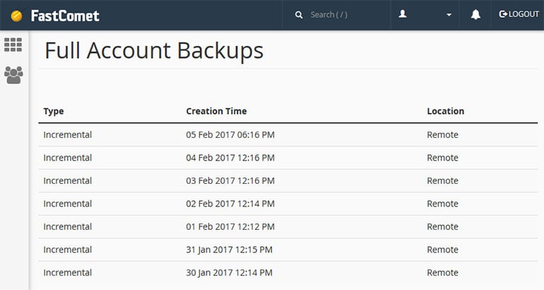 FastComet cPanel Full Account Backups