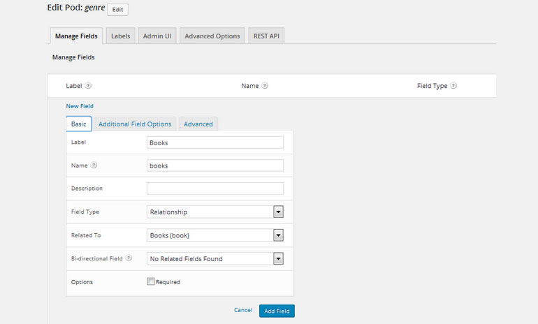 Manage Fields in Pods 