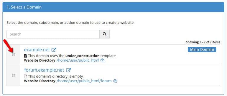 Choose the Domain to activate Site Publisher