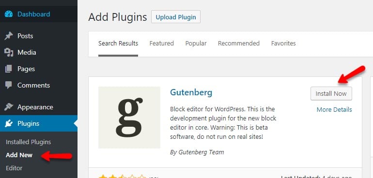 Installing Gutenberg Block Editor in WordPress -  FastComet