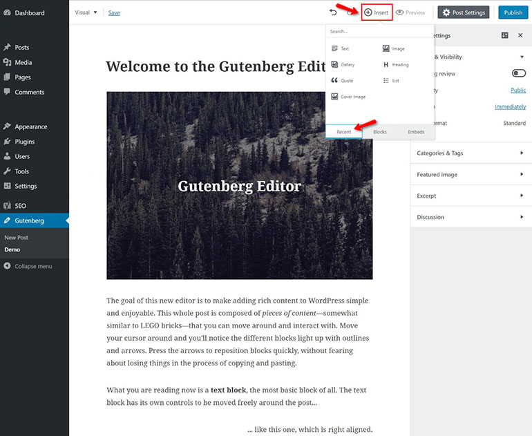 The new Gutenberg editing experience –