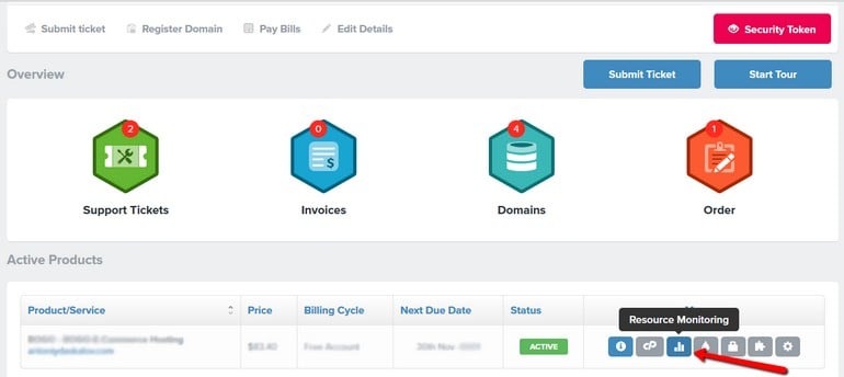 Find Resource Monitoring in FastComet Client Area