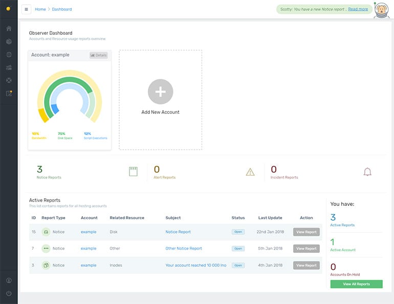 Overview of Accounts and Resource Usage in Observer - FastComet