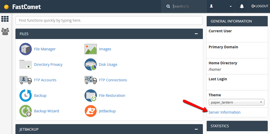 Find Server Information in cPanel to See Your IP Address
