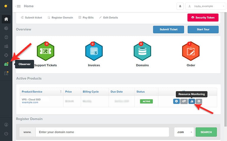 Find Resource Monitoring in FastComet Client Area