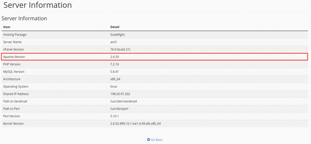 Apache Version Information