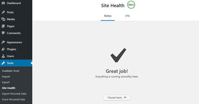 Site Health 100% Accomplished