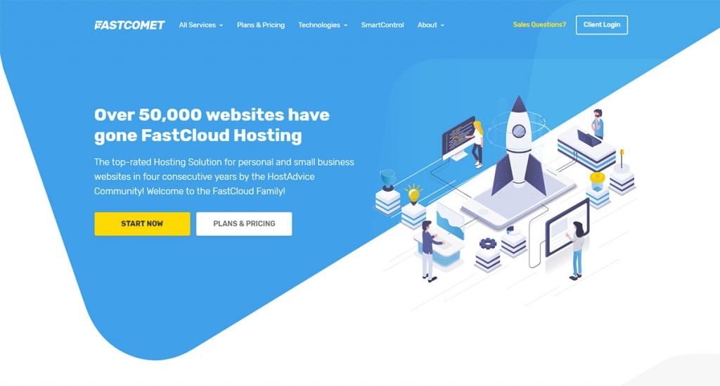 FastComet Home Page Preview