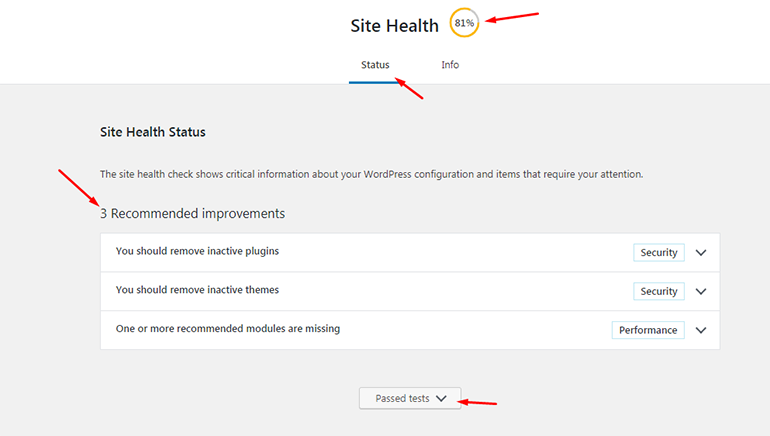 Site Health Current Score