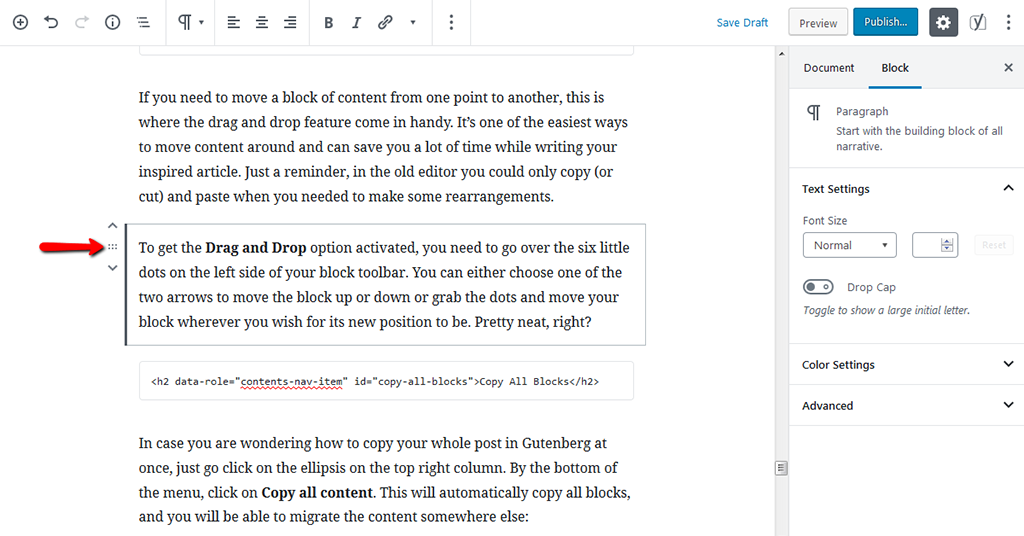 Drag and Drop Gutenberg Blocks