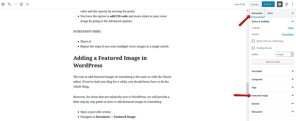 Adding Featured Image in WordPress