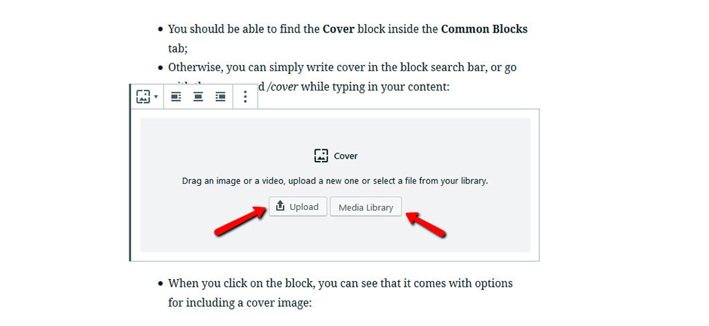 Cover Block Options