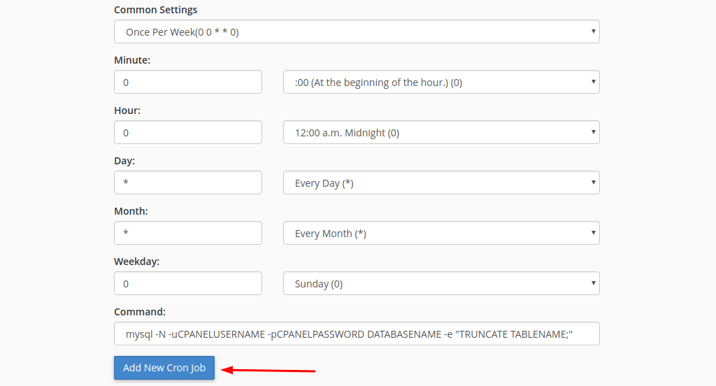 Create a Maintenance Cron Job for a MySQL Database