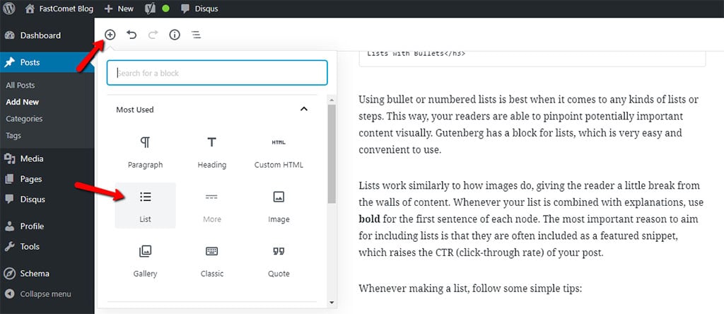 Use Lists in Your WordPress Blog Post