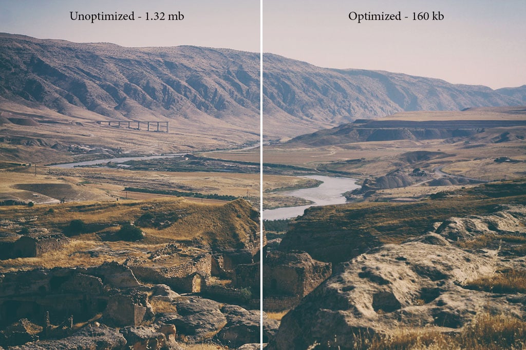 Example of Optimized vs Unoptimized Image 