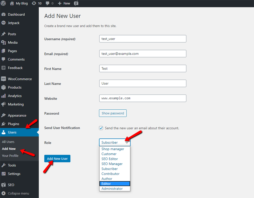 Add New Users in WordPress