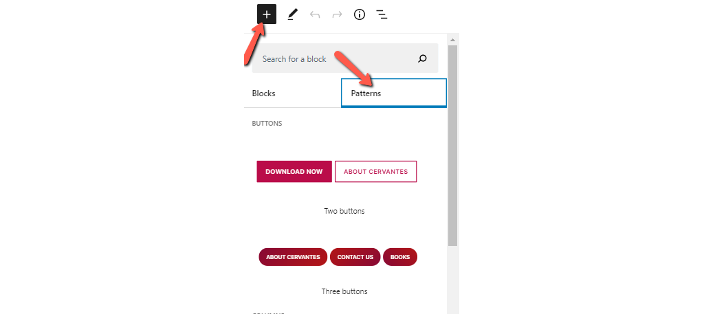 Block-Patterns in WordPress 5.5