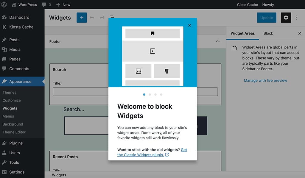 Block Widgets Modal