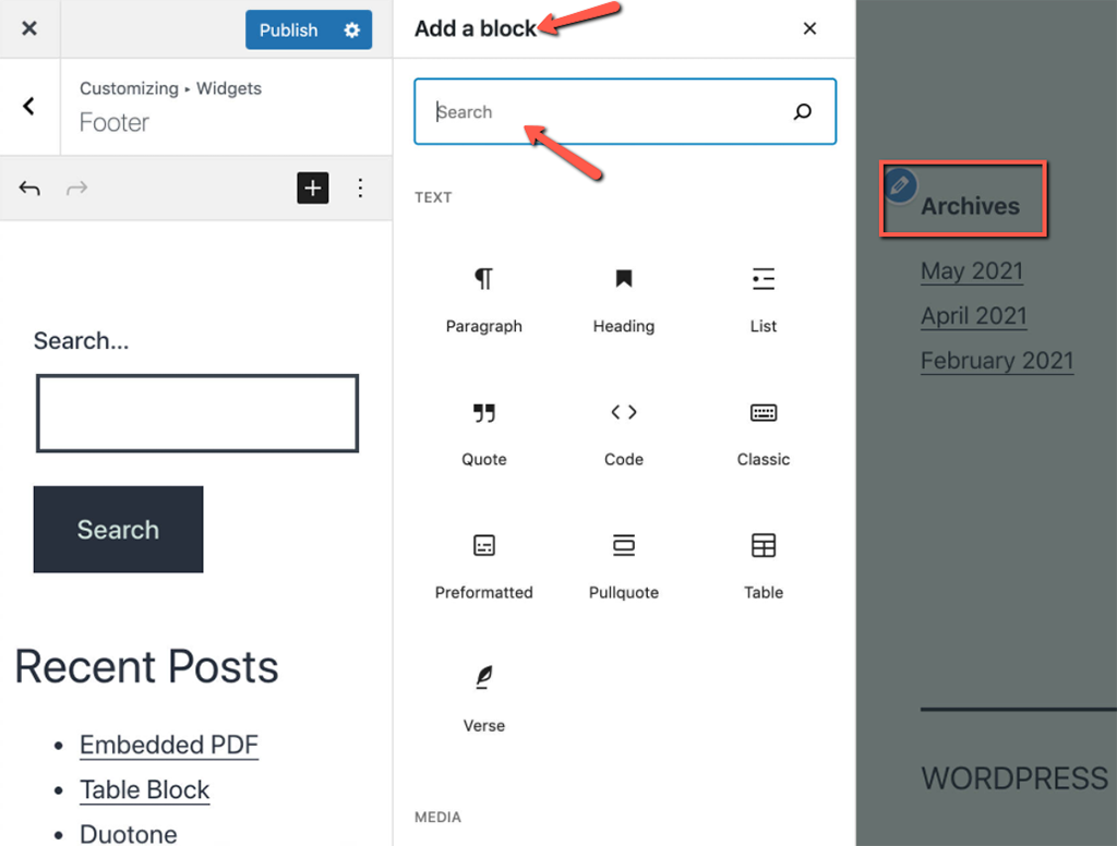 Customize Widget Inserter