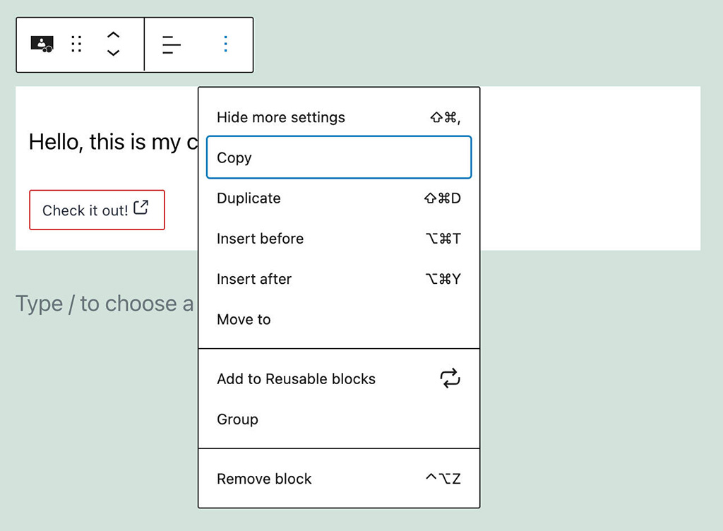 Custom Block with Regular Toolbar