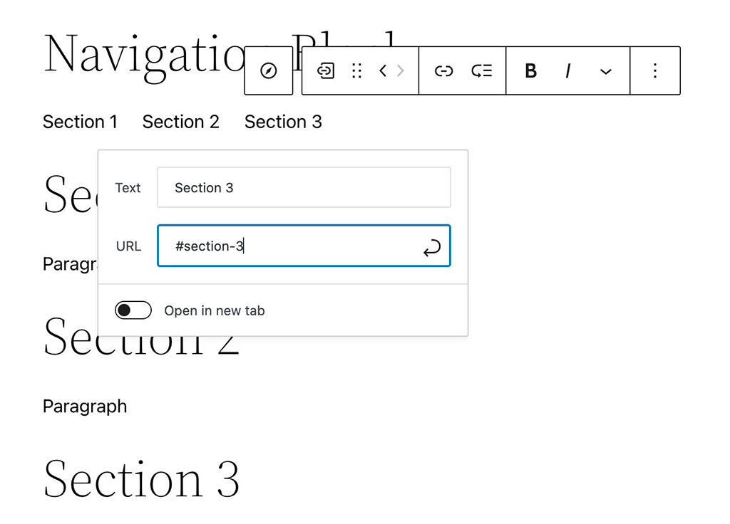 Internal Links Navigation