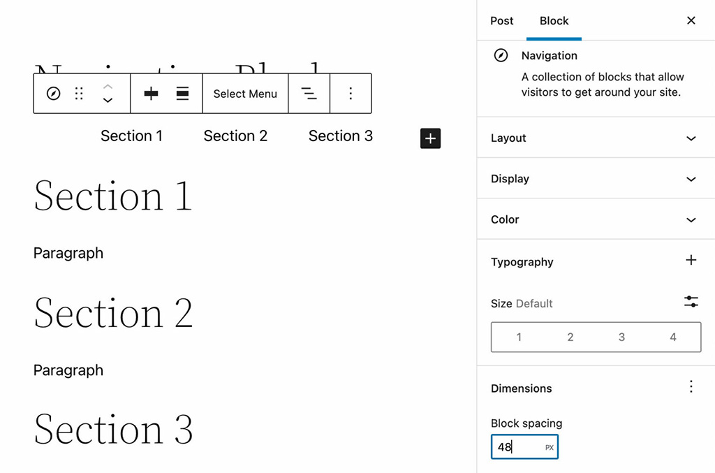 Navigation Block Spacing