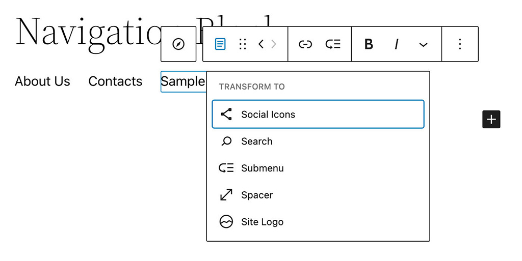 Transform Links to Blocks in Navigation-Menu