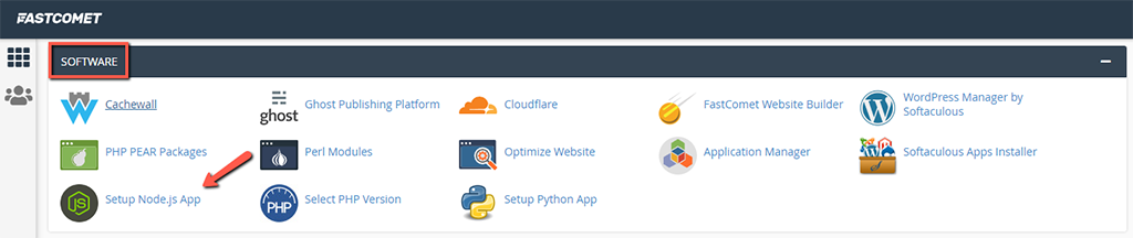 Locate Node.js Setup in cPanel