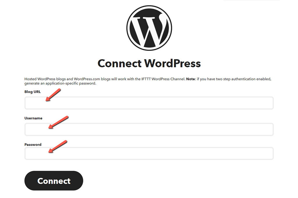 Input WordPress Credentials