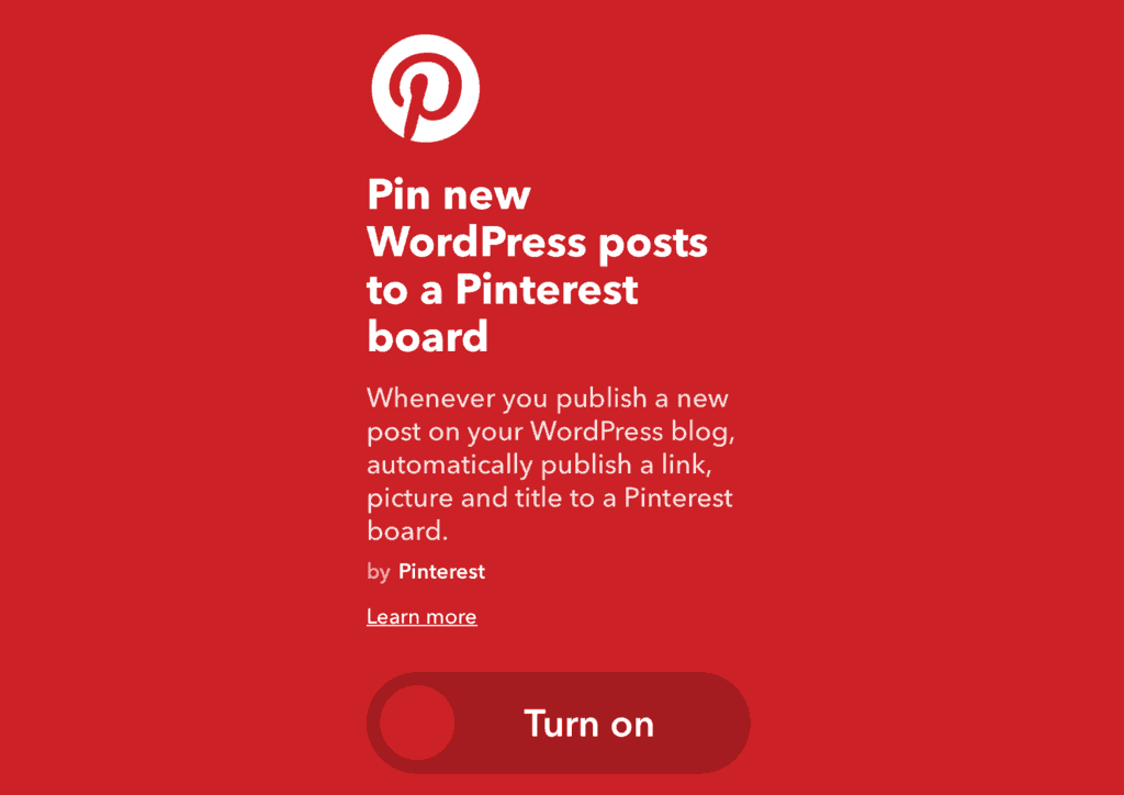 Turn on WordPress to Pinterest