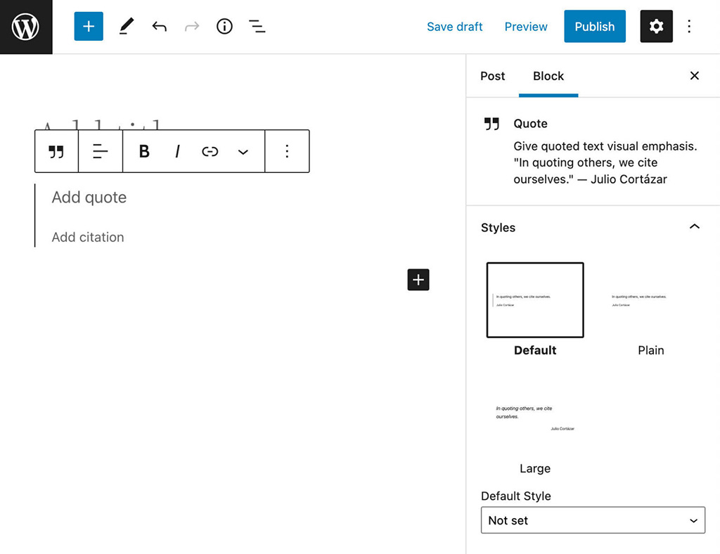 Block Style Preview WordPress 5.9