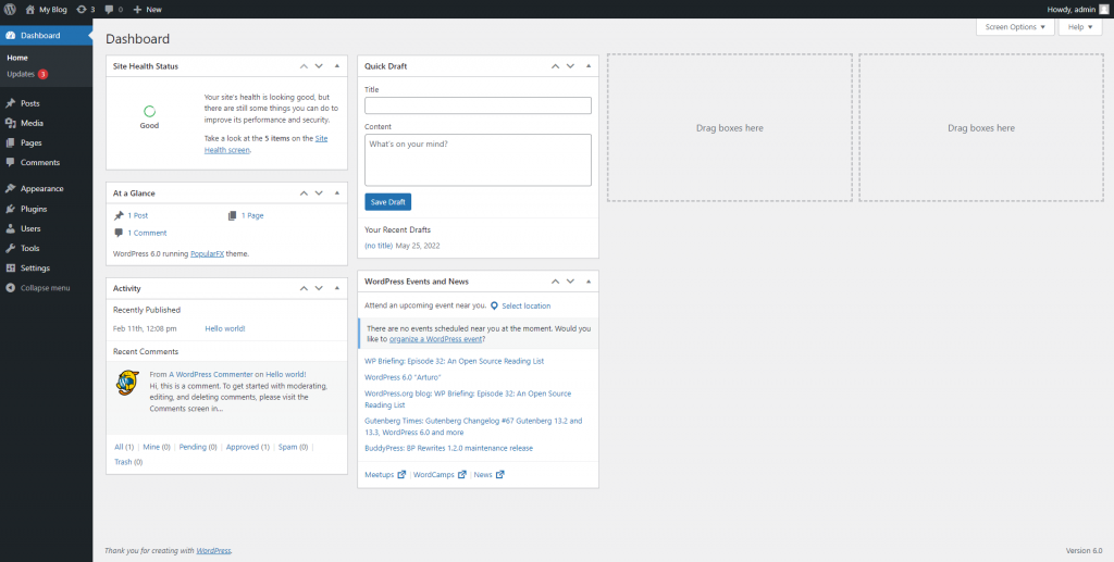 WordPress Dashboard