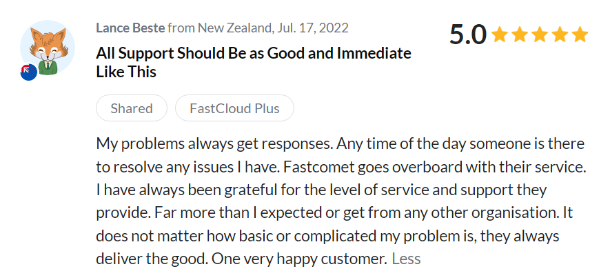 HostAdvice Customer Review