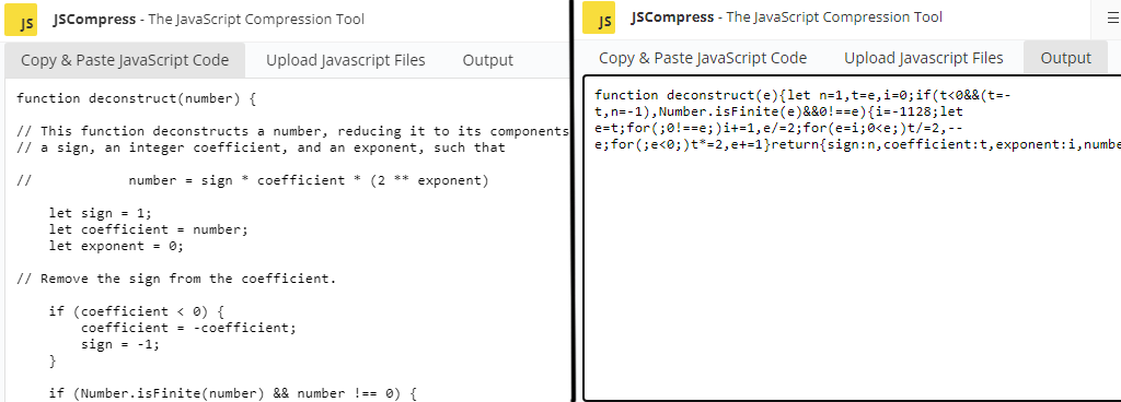 JSCompress Minifying