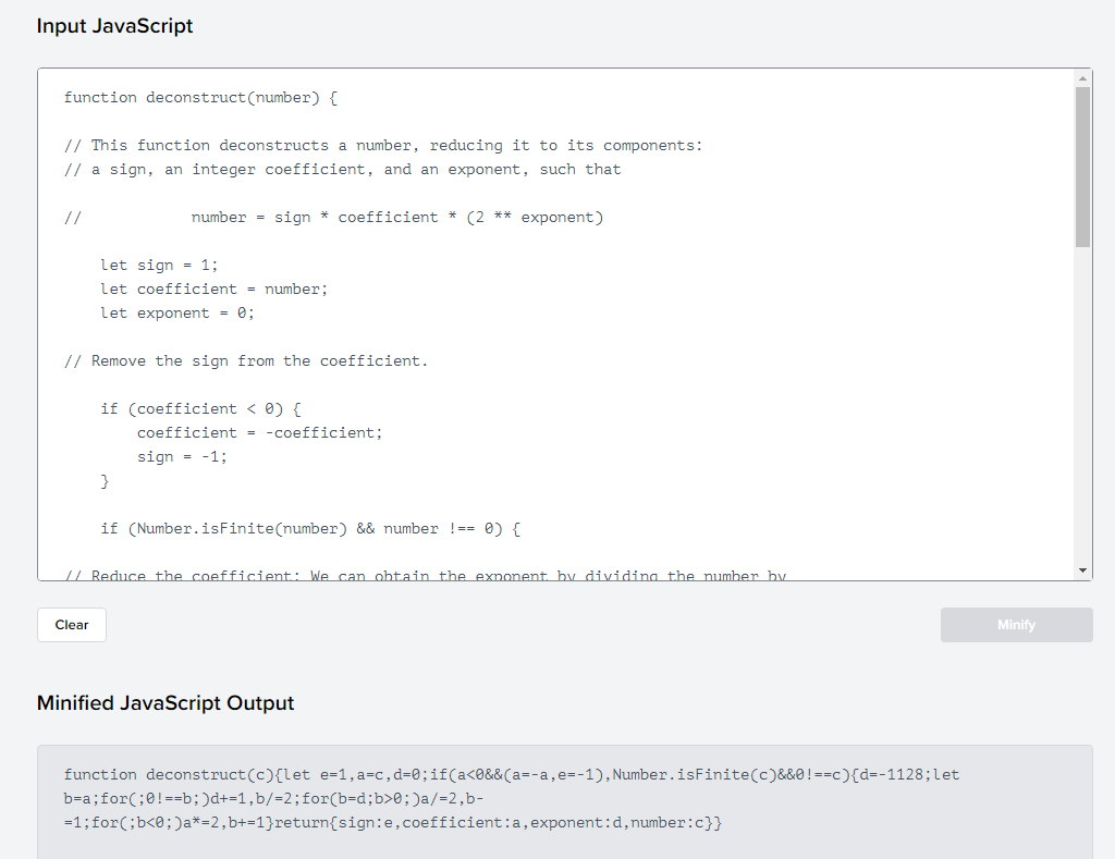 Toptal JavaScript Minifier 