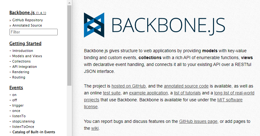 Backbone.js Homepage