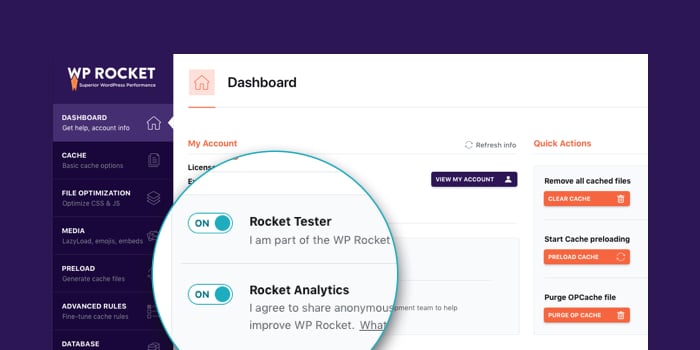 WP Rocket Quick Actions