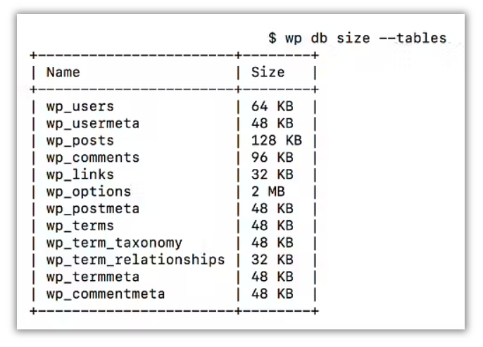 WordPress Database Size