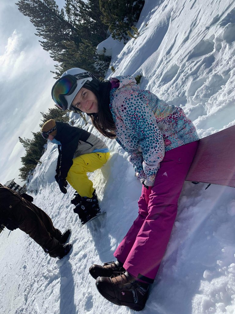 Gergana Resting After a Long Snowboard Ride