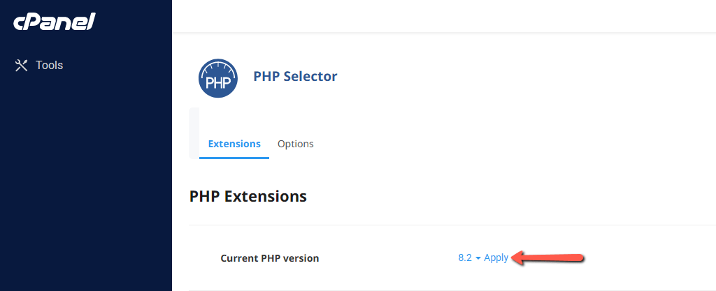 Set PHP 8.2 as the Current PHP Version