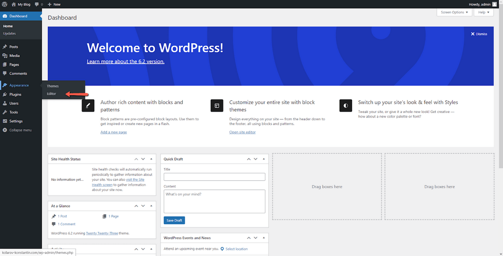 WordPress 6.2 Editor