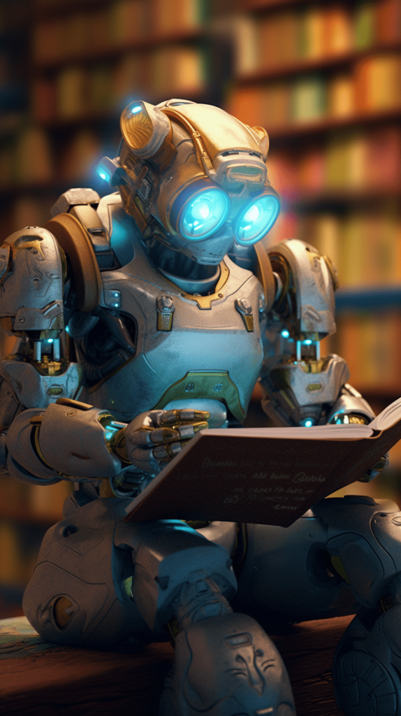 AI Robot Reading a Book